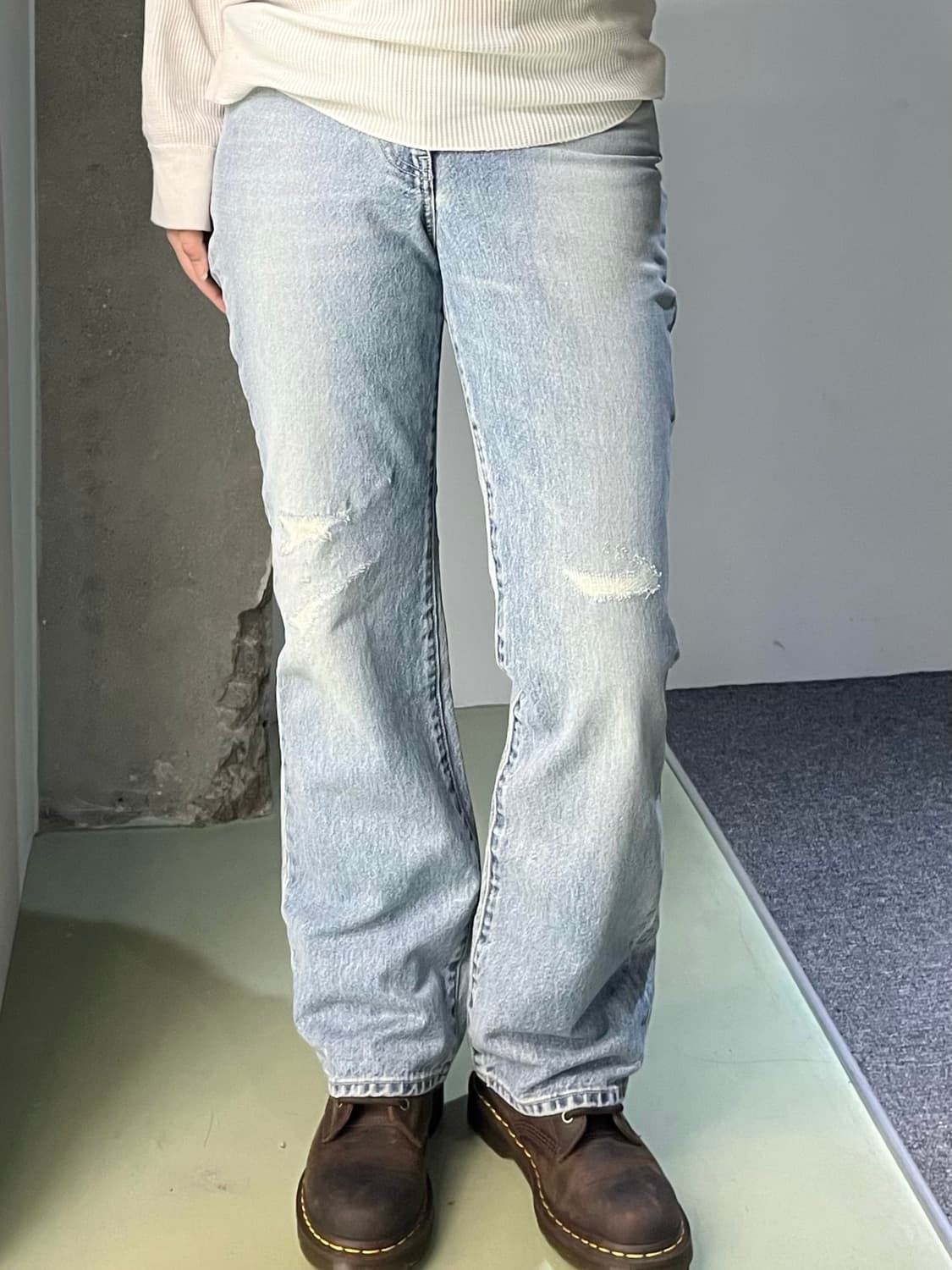 쿠로 백 스티치 데님 팬츠 상품이미지2