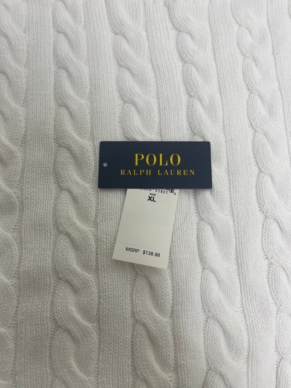 폴로 랄프 로렌 케이블 니트 코튼 스웨터 화이트 XL 상품이미지3