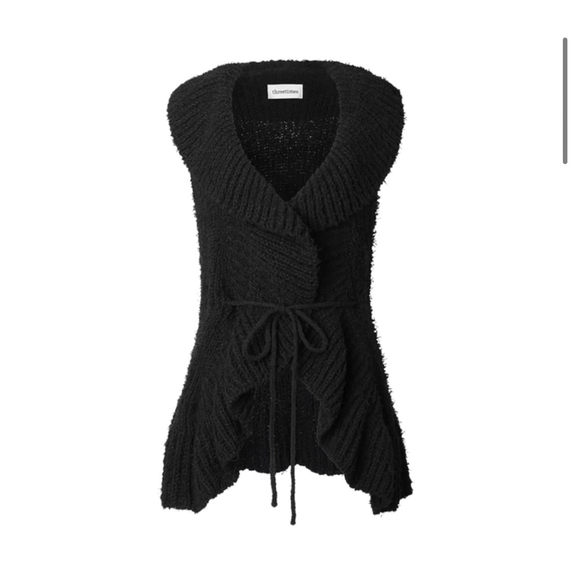 쓰리타임즈 러플 니트 베스트 블랙 상품이미지1