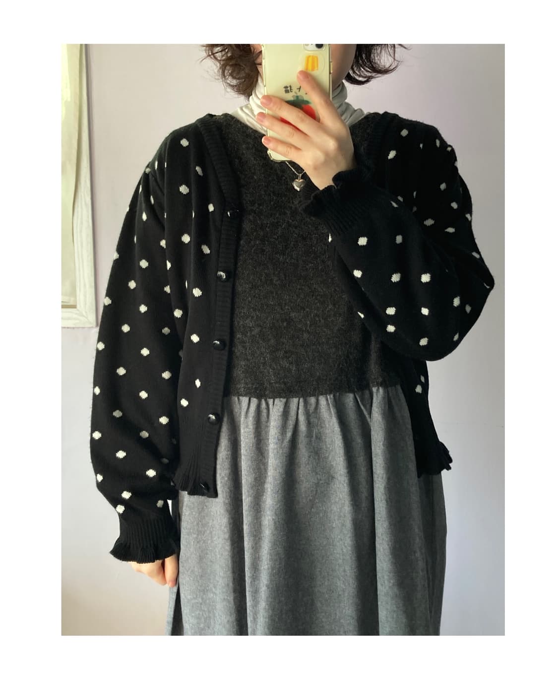 도트 프릴 가디건 상품이미지3