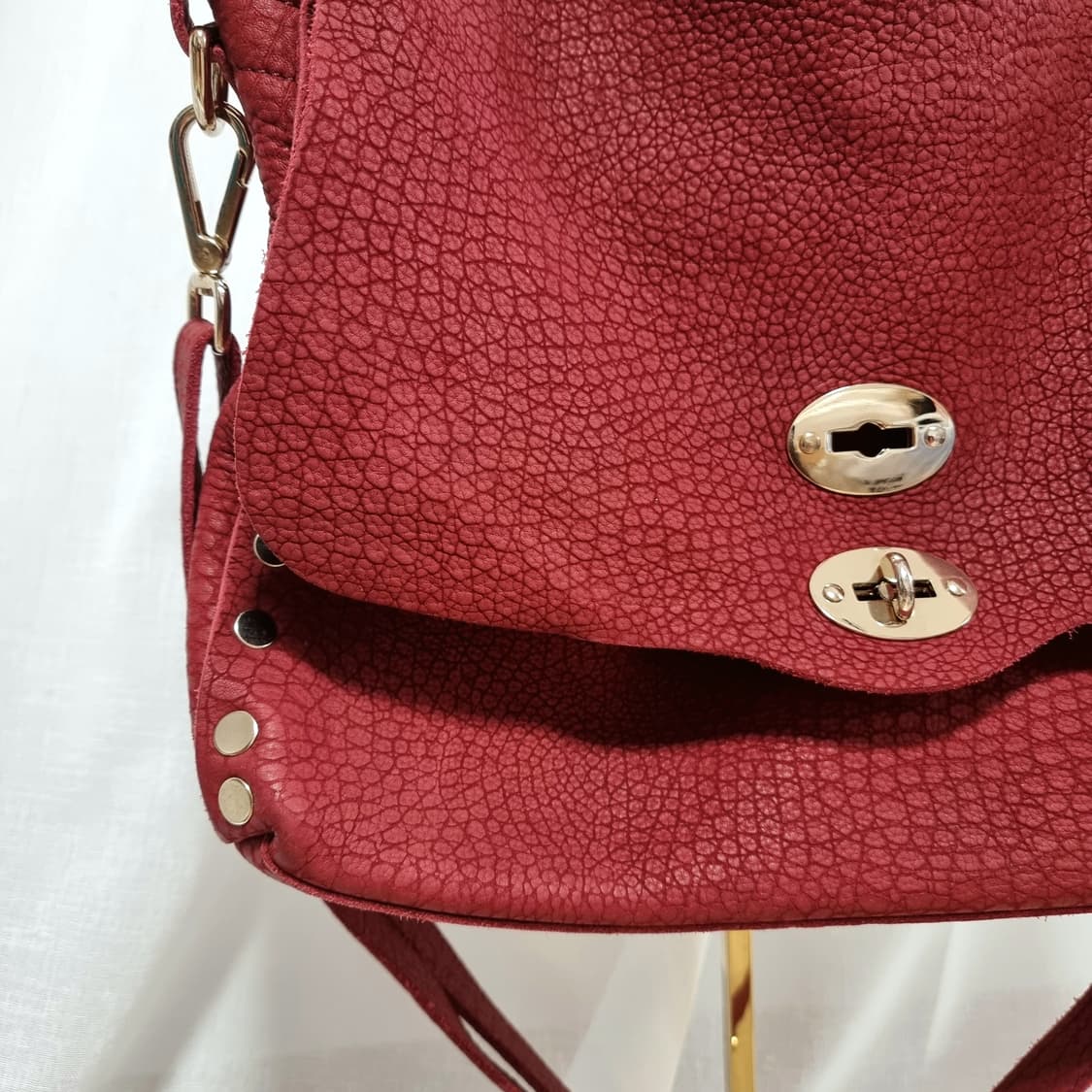 자넬라토 포스티나 스웨이드 숄더백 핸드백 가방 버건디 (M) 상태최상 상품이미지4