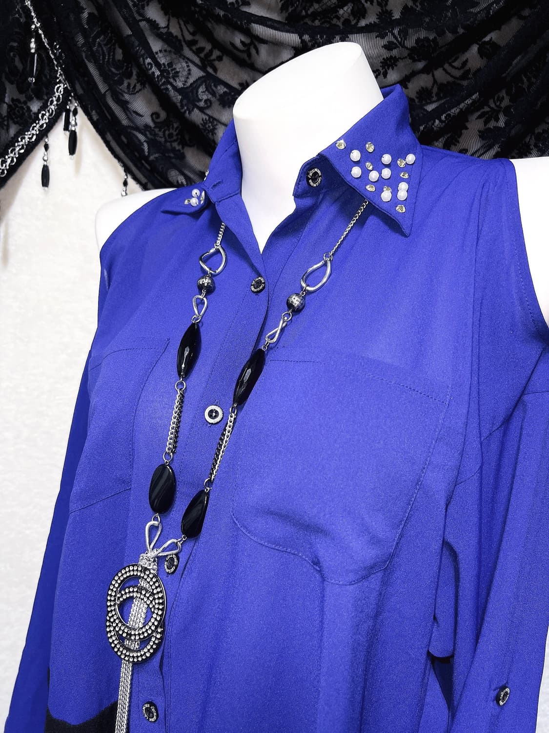 세실맥비 오네갸루 히메 섹시 아게하 어깨트임 셔츠블라우스 핀터 고스펑크 상품이미지6