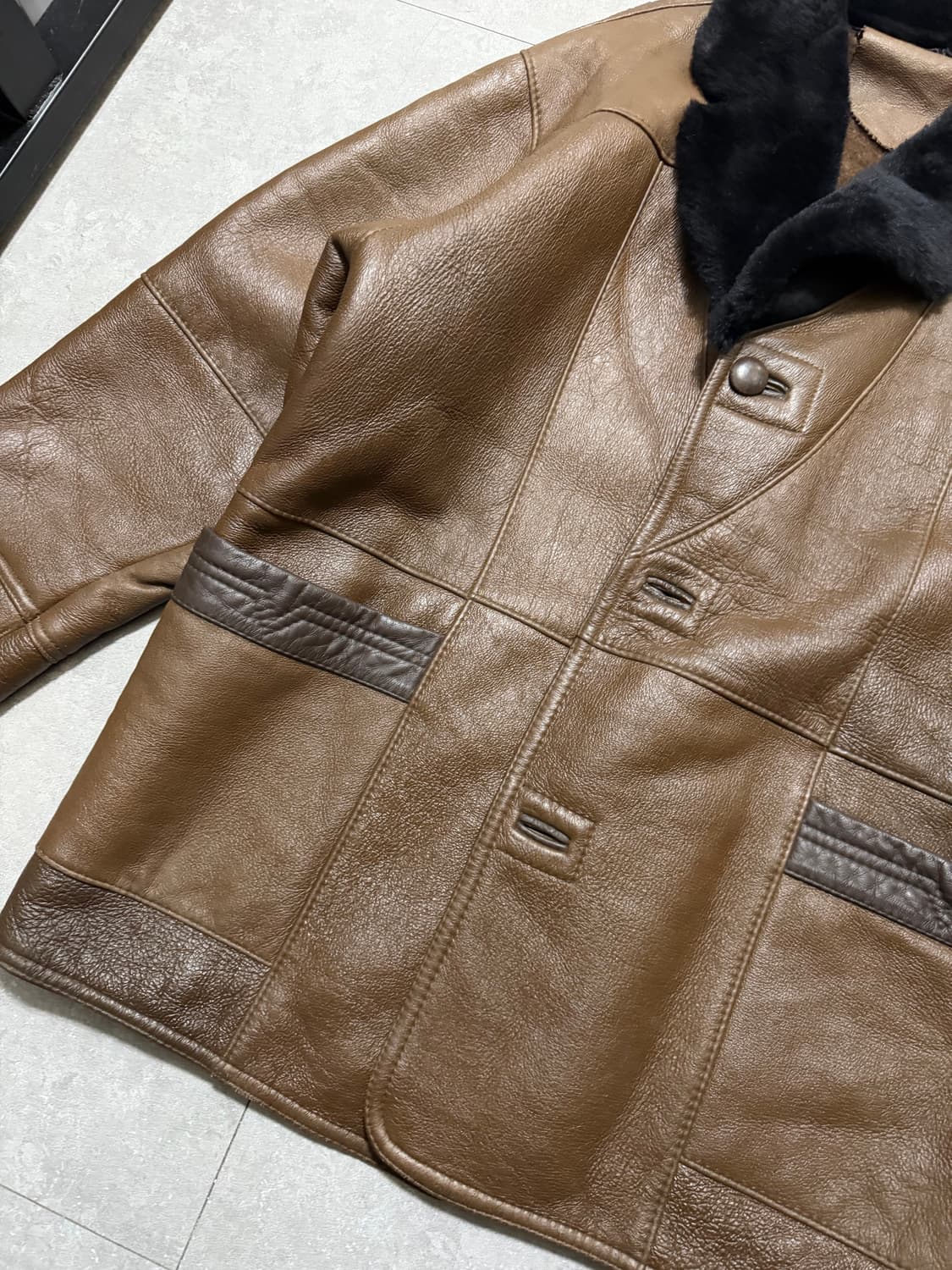 양가죽  브라운  무스탕  빈티지 빅사이즈  코트  110size   상품이미지10