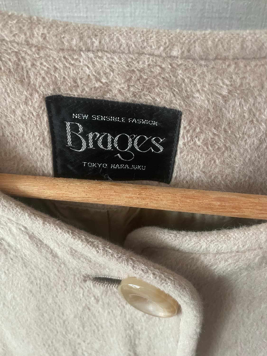 모리걸 빈티지 베이지 울 롱코트  상품이미지3