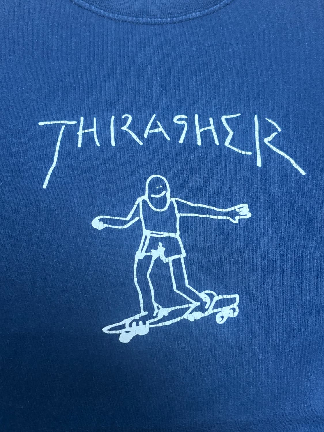 트래셔 THRASHER 네이비 보더 프린팅 티셔츠 L 상품이미지3