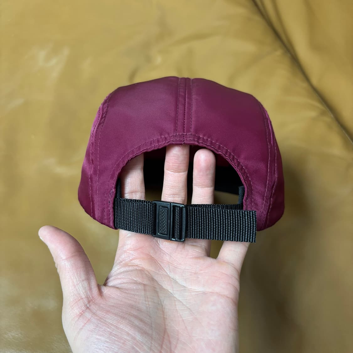 슈프림 캠프캡 모자 박스로고 레더 로고 버건디 상품이미지7