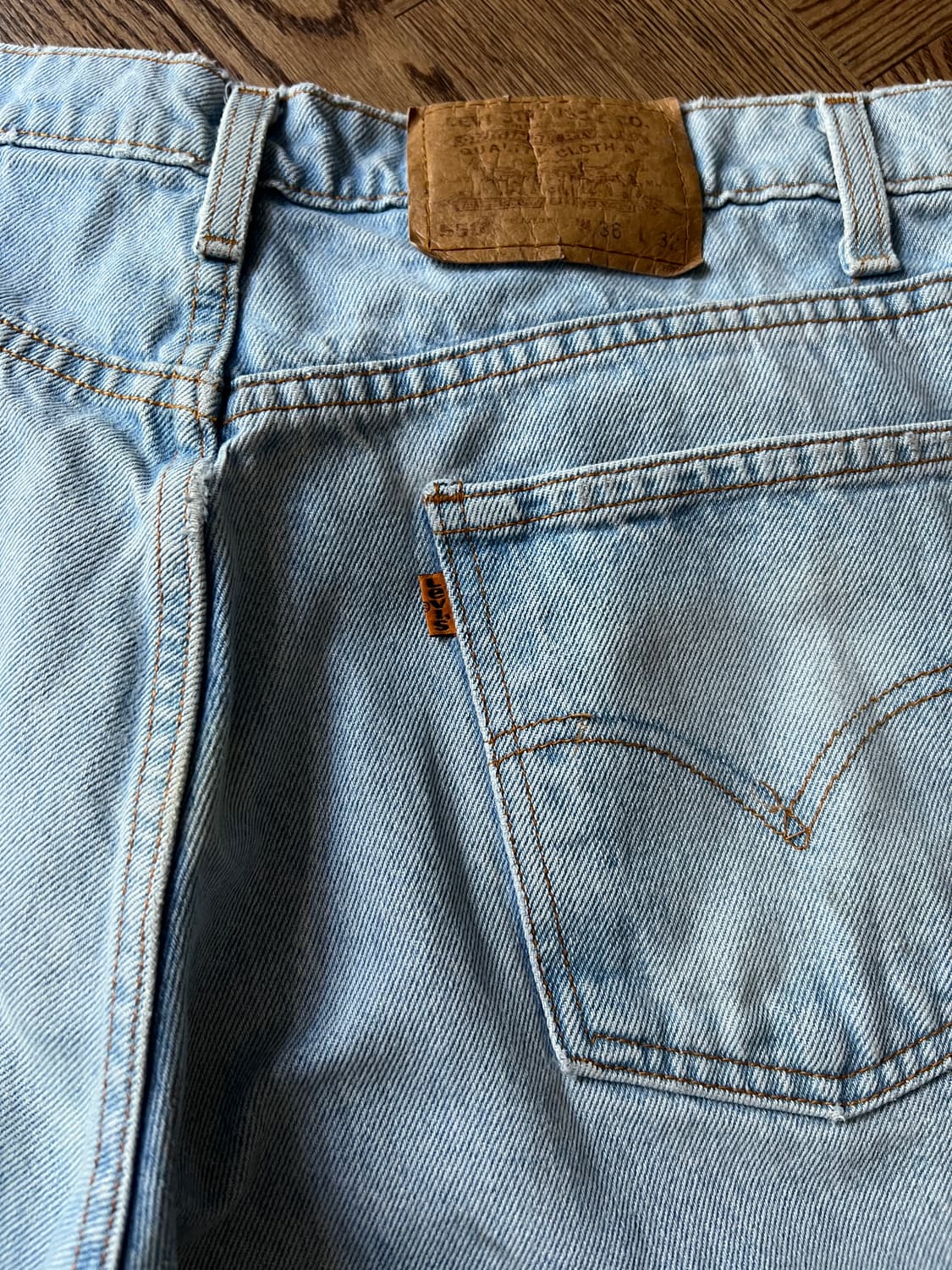 [36]90's 리바이스 USA 550 오렌지탭 라이트블루 데님 팬츠 상품이미지9