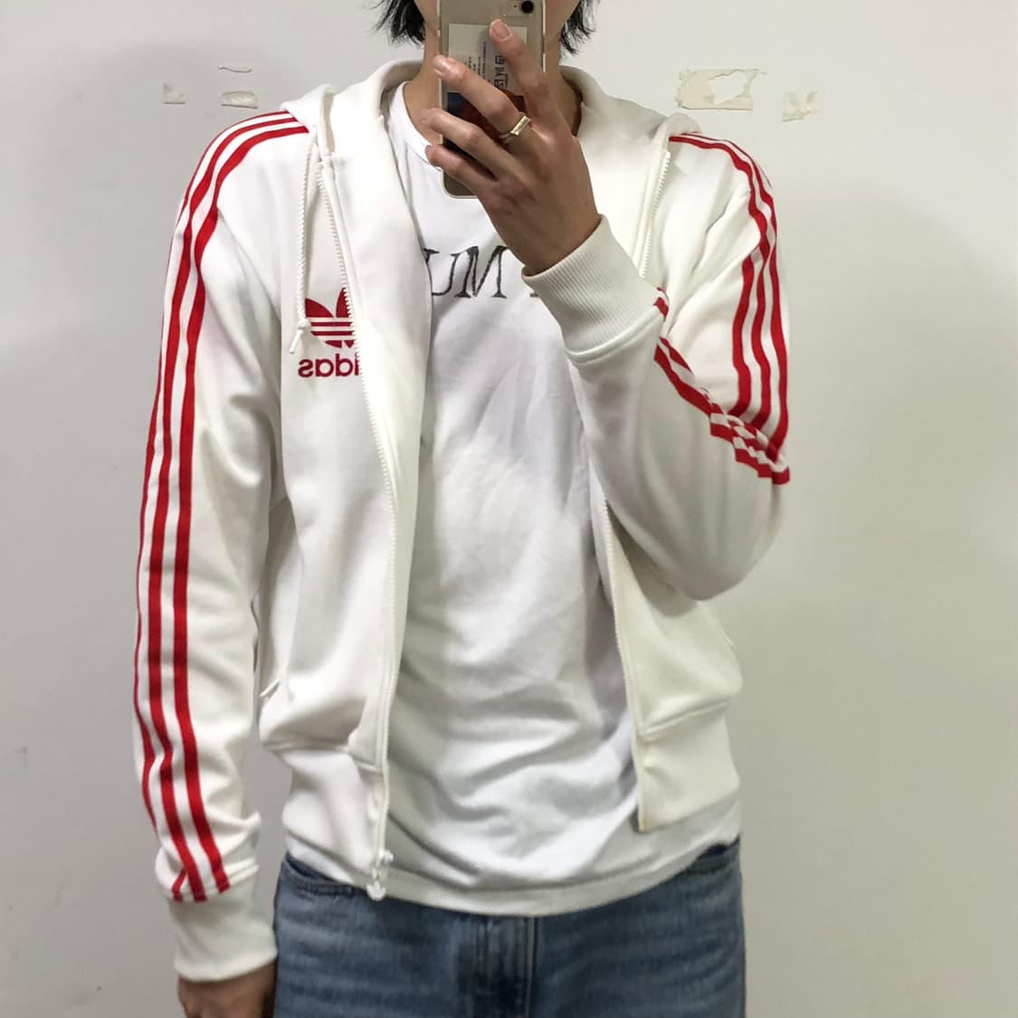 아디다스 화이트 후드 져지 상품이미지3