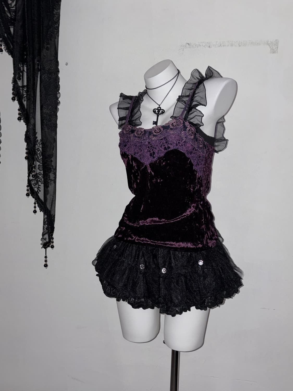 희귀 딥퍼플 페어리 나시 다크페어리 벨벳 고스 고딕 보라 상품이미지4