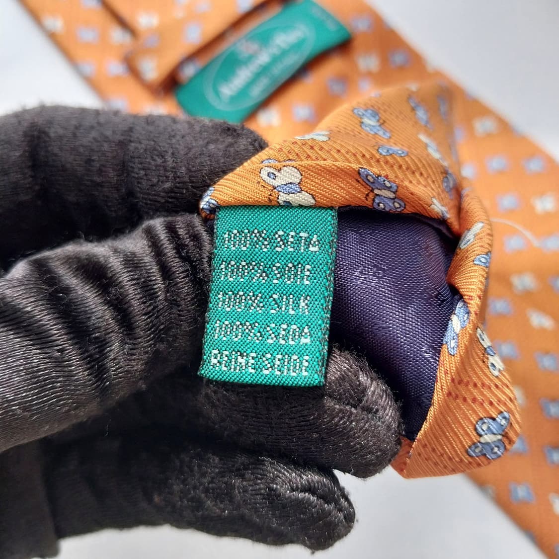 앤드류스타이 실크 오렌지 나비 패턴 넥타이 9.2cm A등급 K2387
 상품이미지8