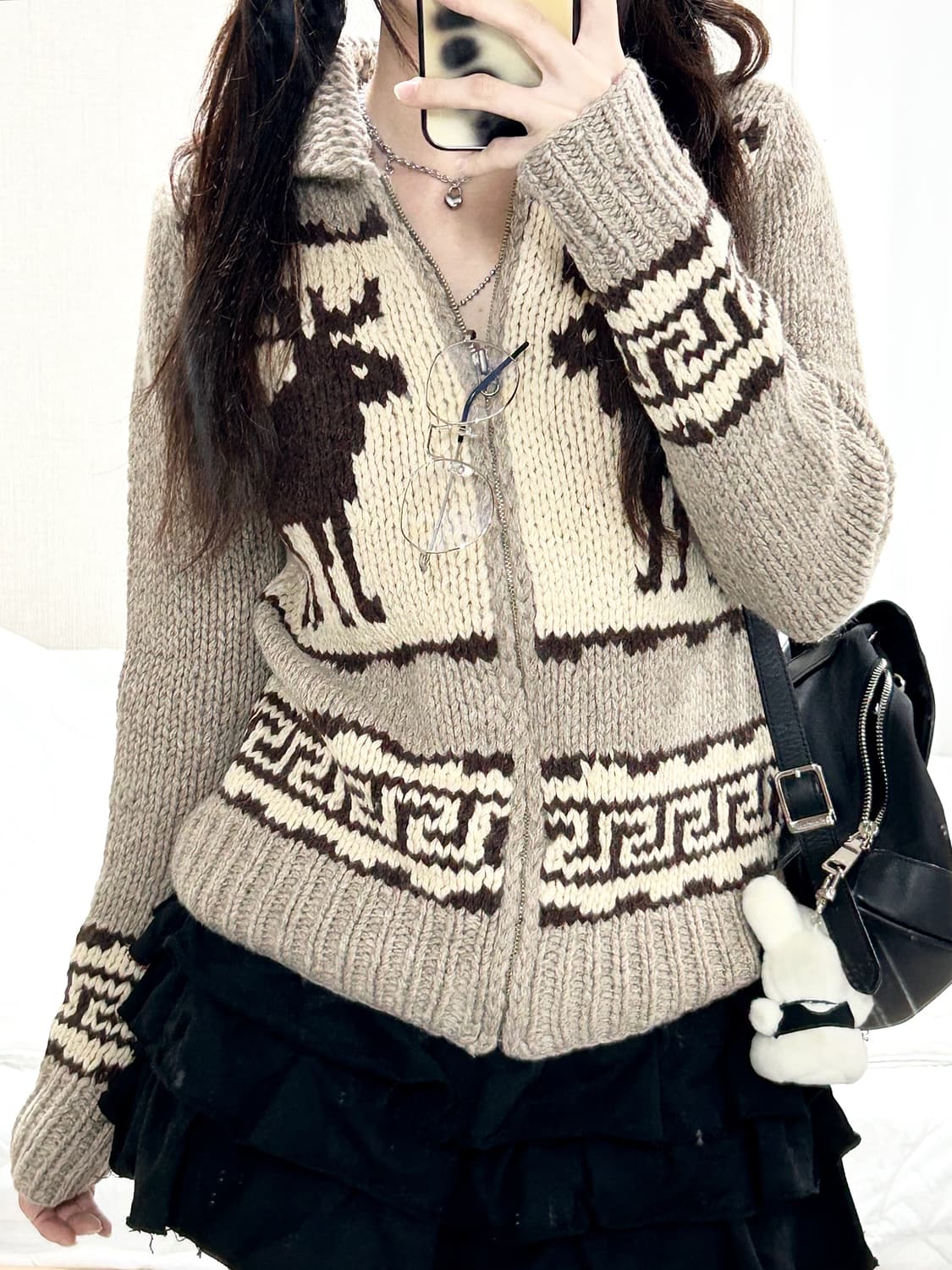 후아유 노르딕 코위찬 울 니트집업 상품이미지3