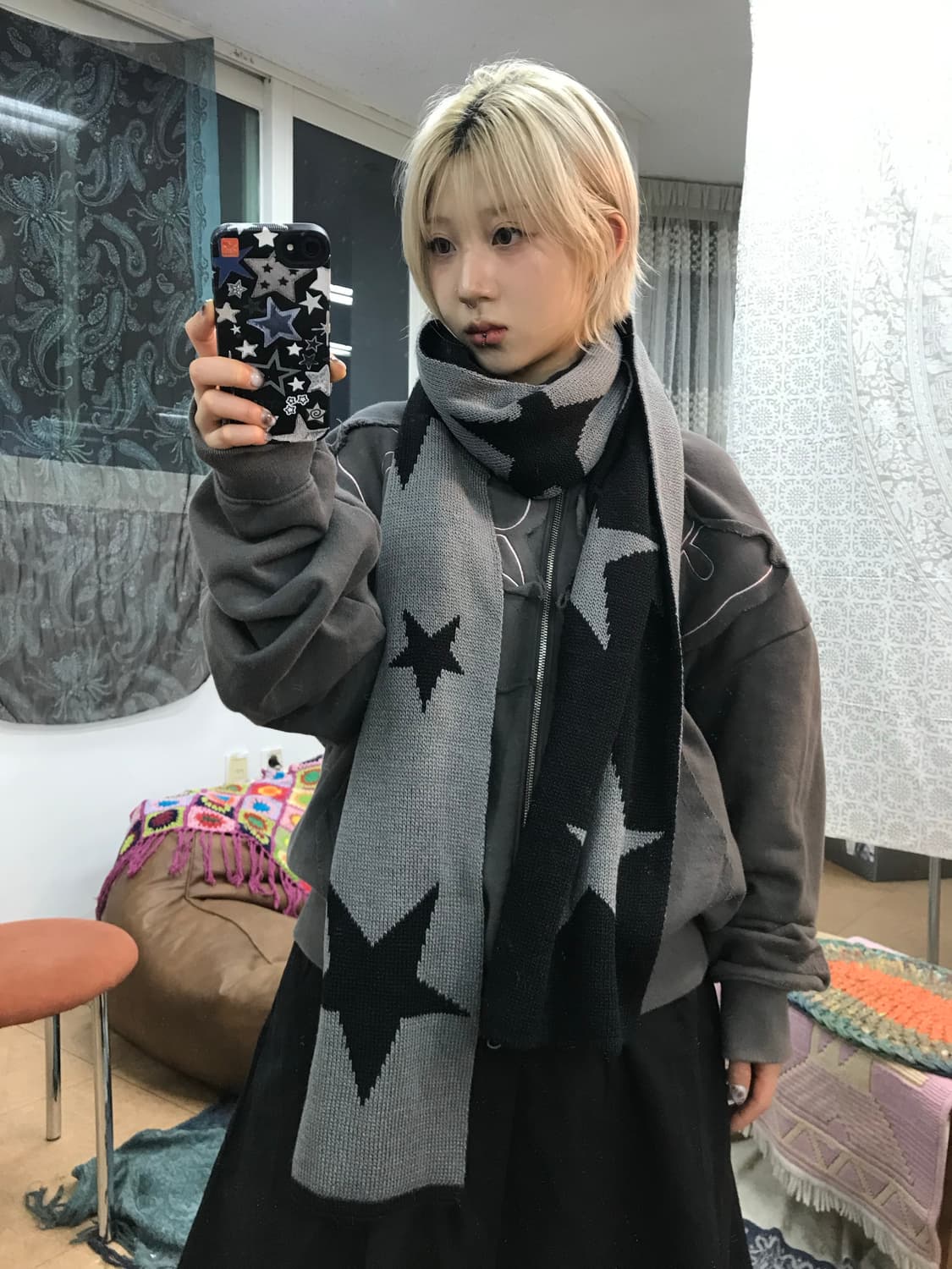 빈티지 별패턴 머플러 목도리 상품이미지1