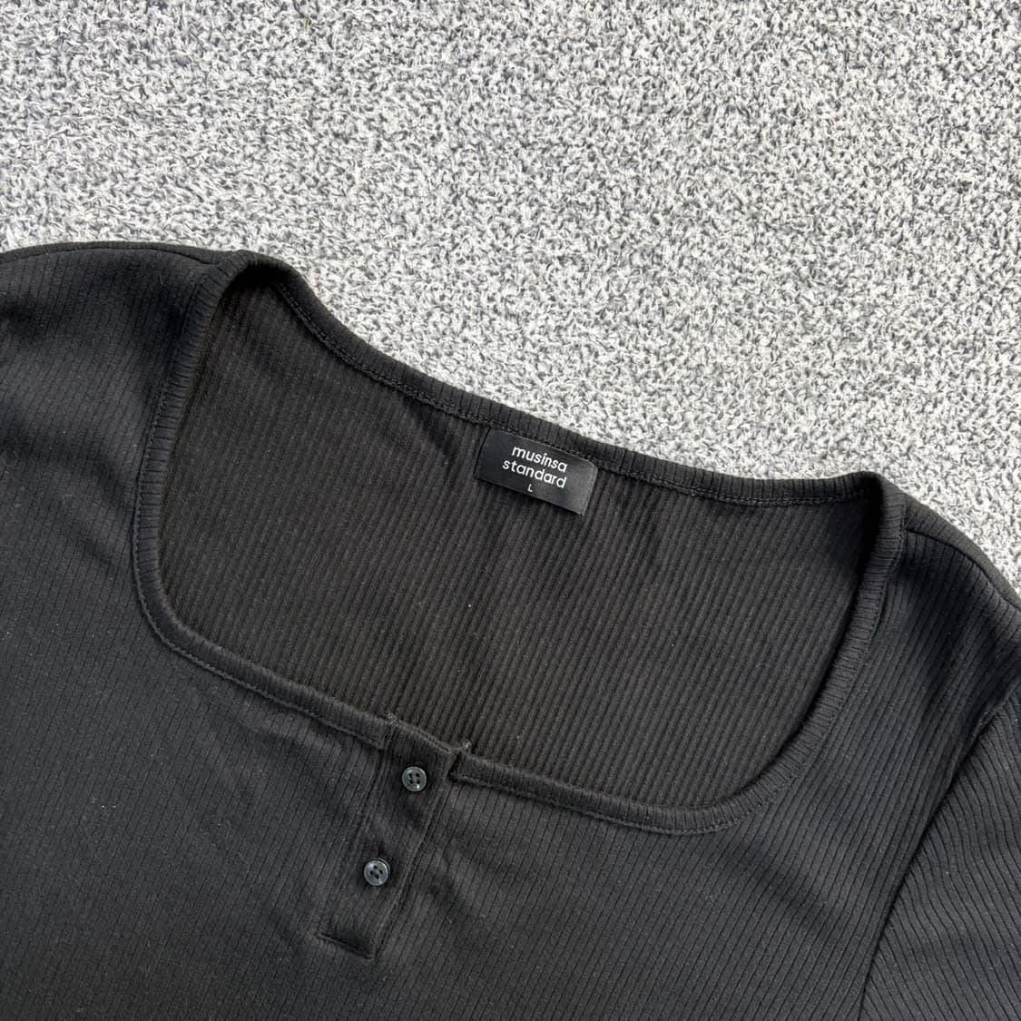 L 무신사스탠다드 스퀘어넥 반팔 니트 0415J 상품이미지2