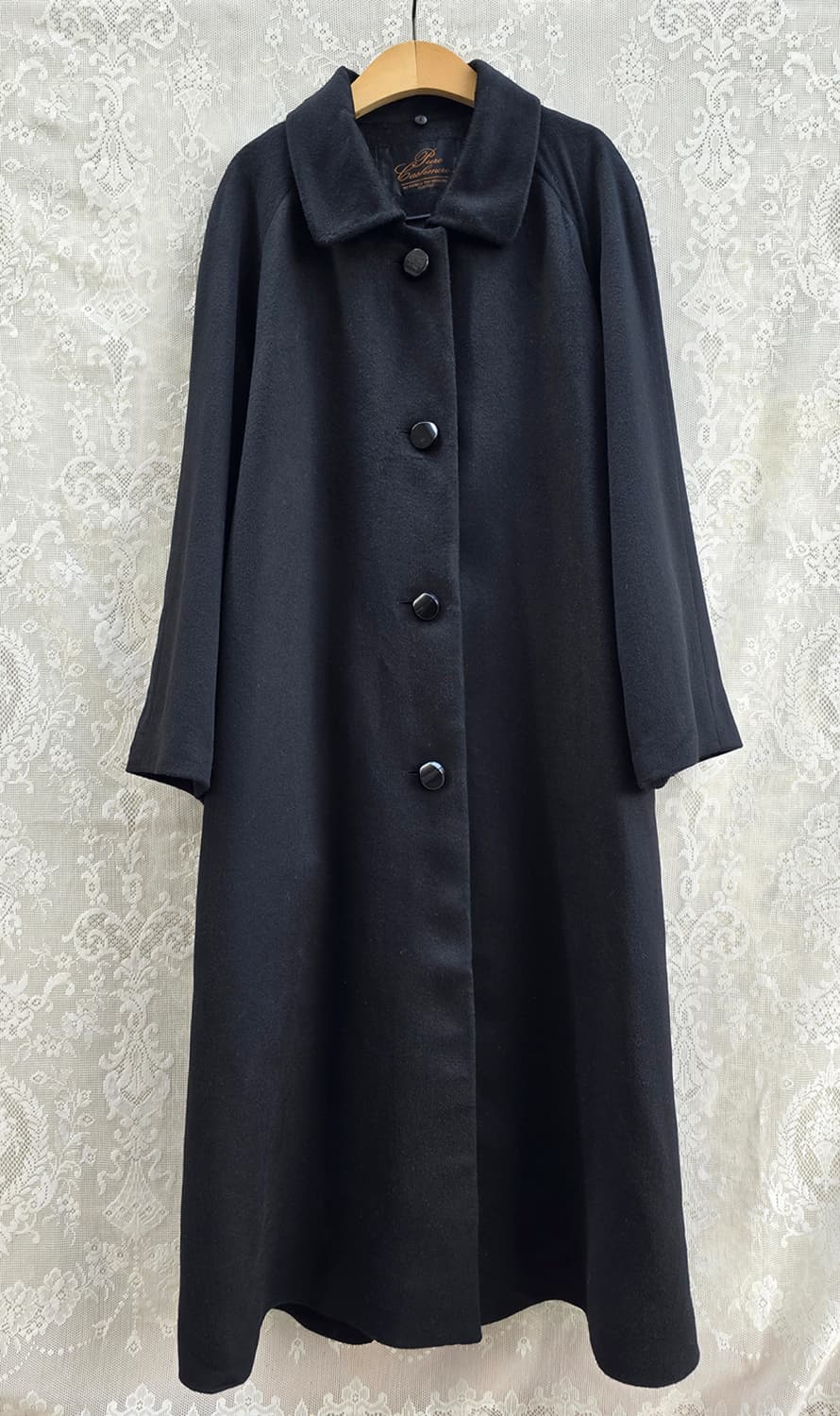 캐시미어 100% 블랙 싱글코트 상품이미지1