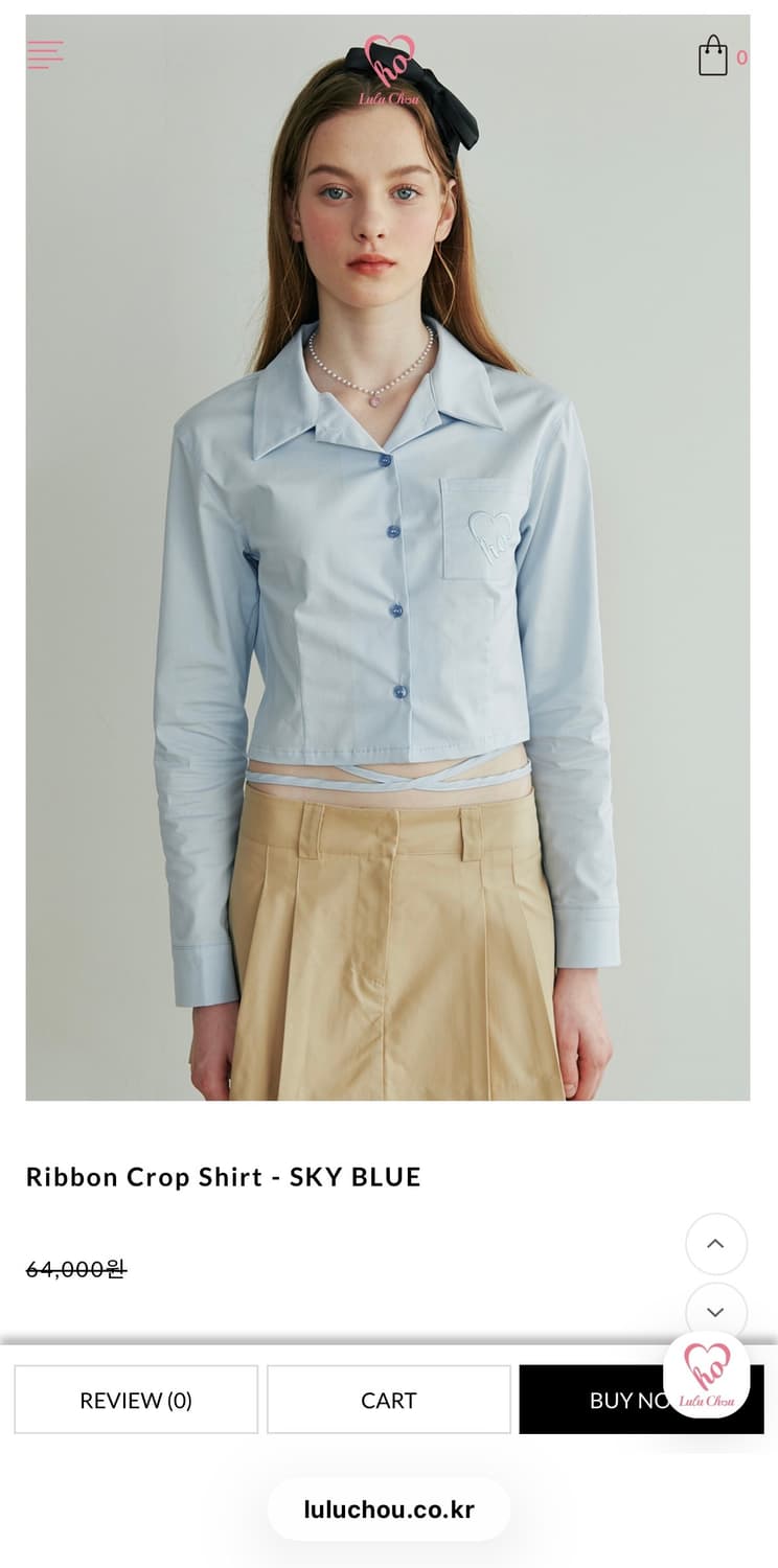 루루슈 리본 크롭 셔츠 상품이미지2