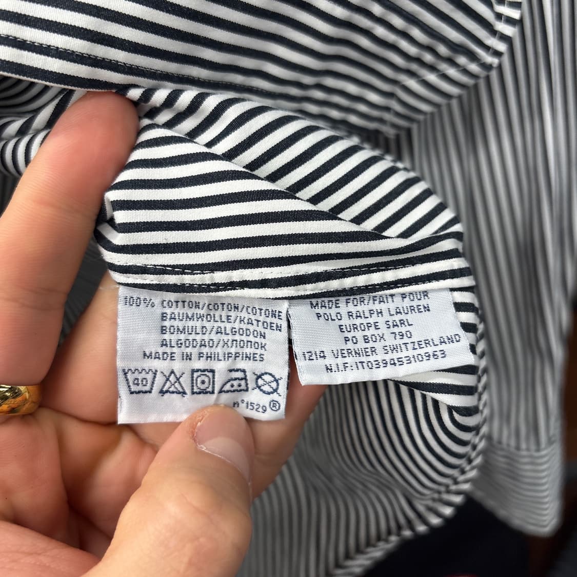 90s 폴로 랄프로렌 클래식 슬림 스트라이프 버튼다운셔츠 블랙 N1165 상품이미지9