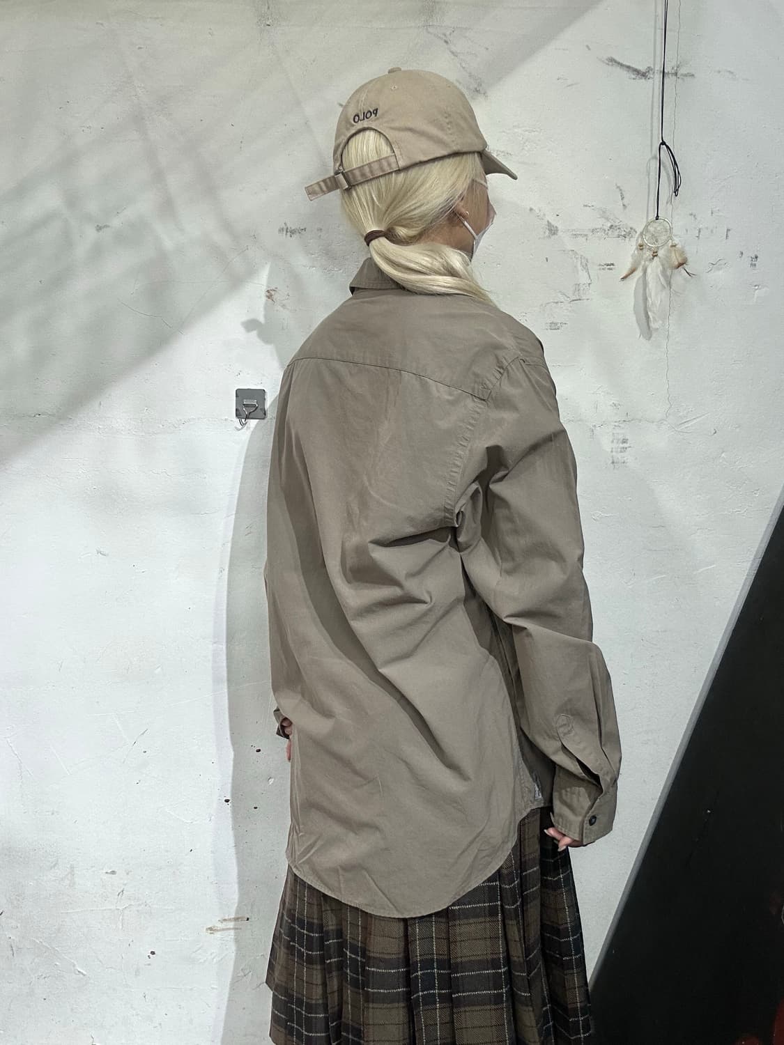 Ck 캘빈 클라인 브라운 베이지 솔리드 셔츠 L 상품이미지3