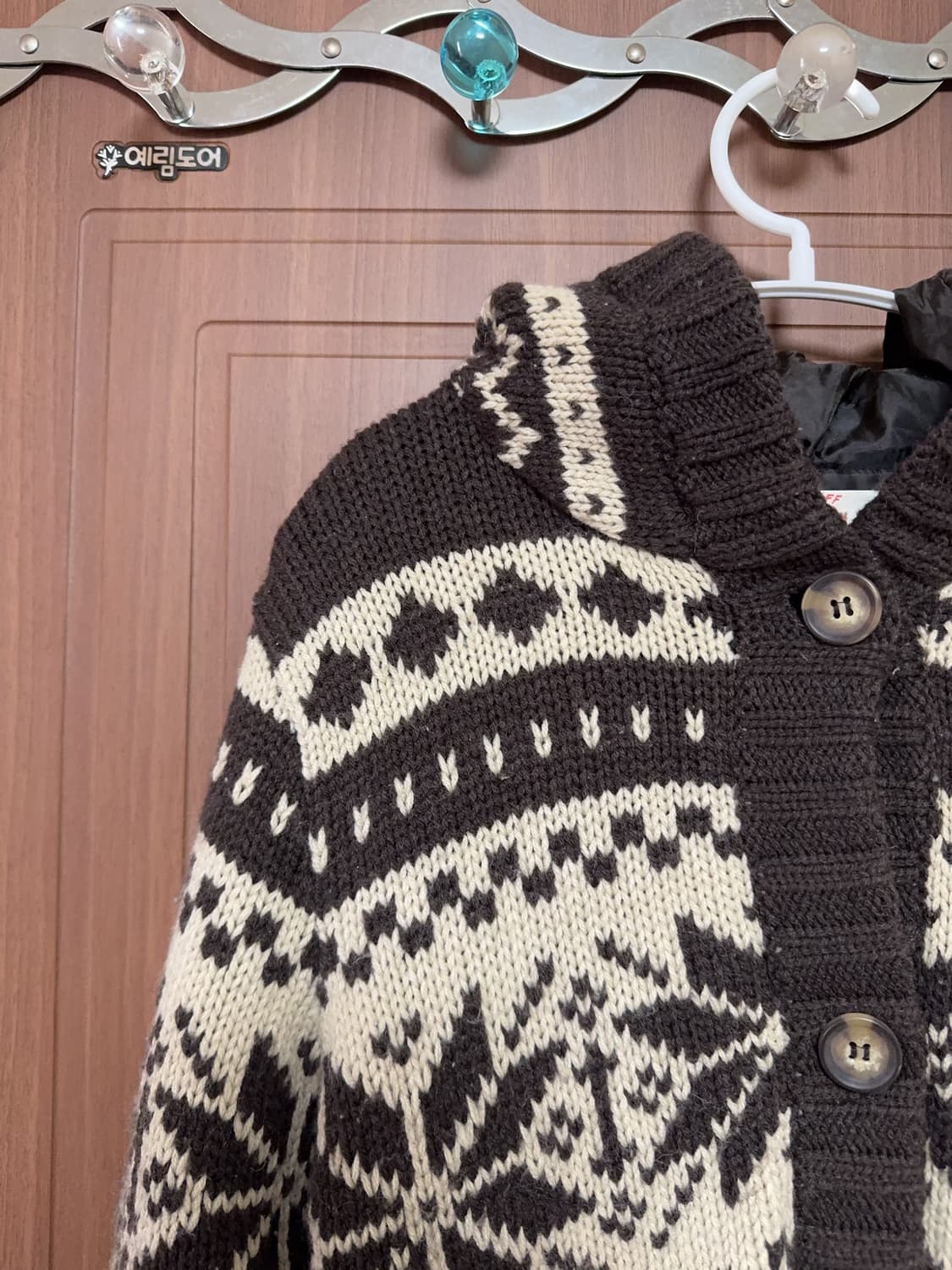 모리걸 하구미 일본 빈티지 코위챤 코위찬 패턴 니트 후드 집업 상품이미지2
