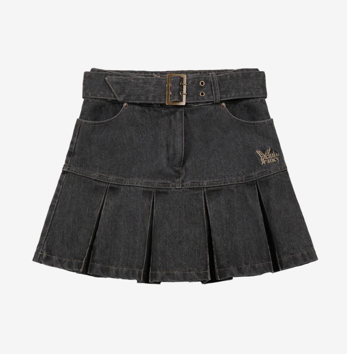 팬시클럽 데님 플리츠 벨트 스커트 상품이미지1