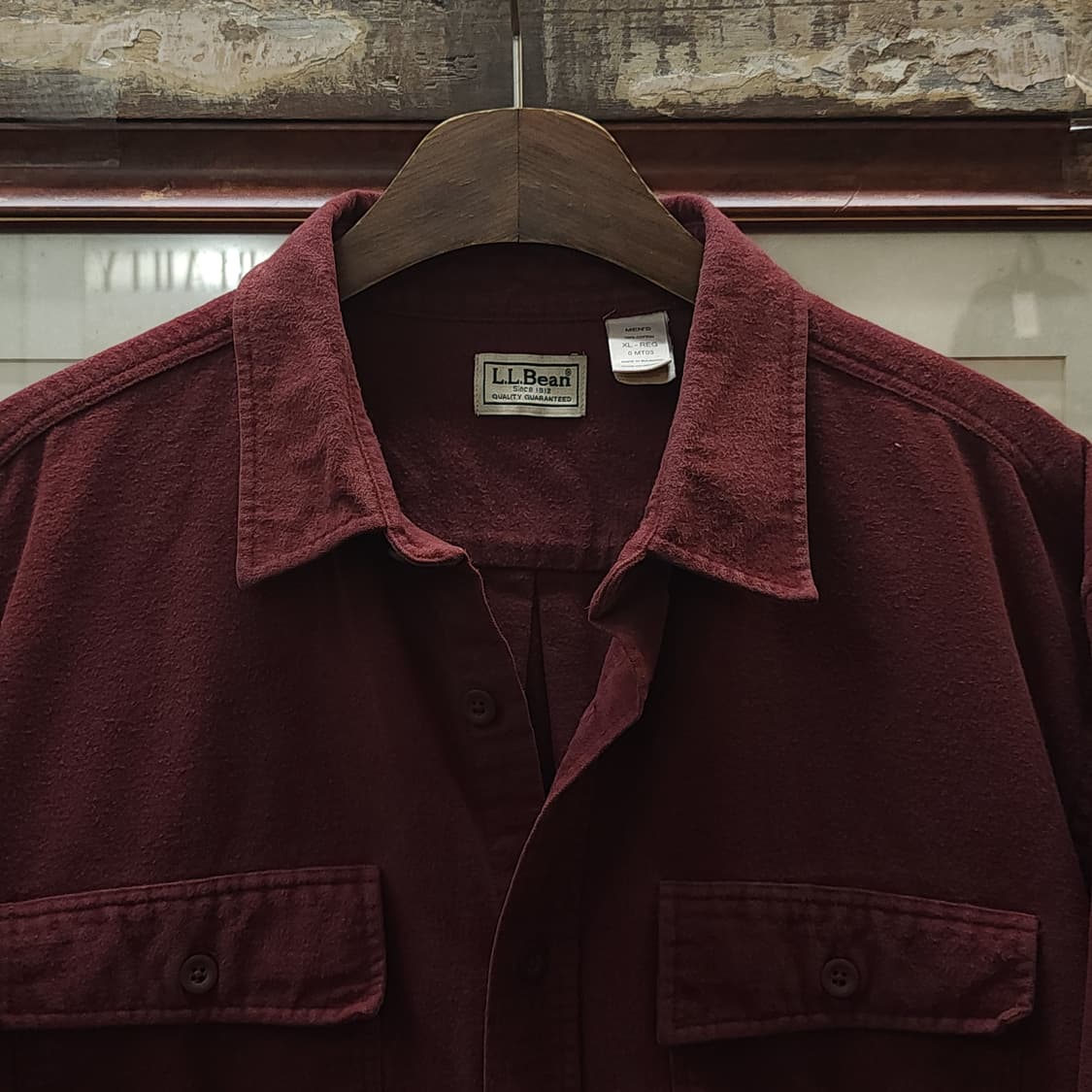 90s 엘엘빈 워크셔츠 헤비코튼 투포켓 샤모아 셔츠 오크 레드 브라운xl 상품이미지4