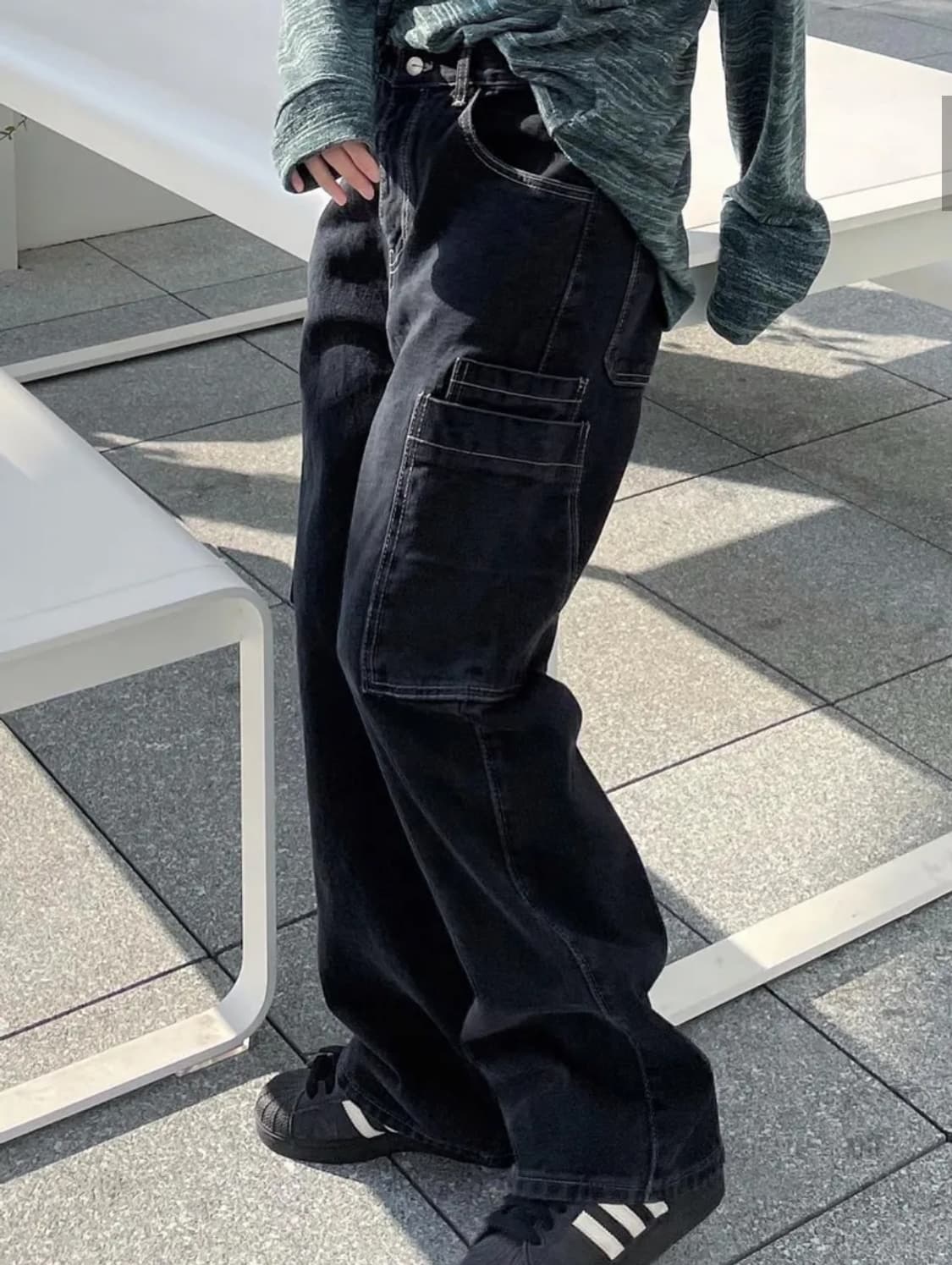 퍼스텝 흑청 카고 데님 팬츠 상품이미지3