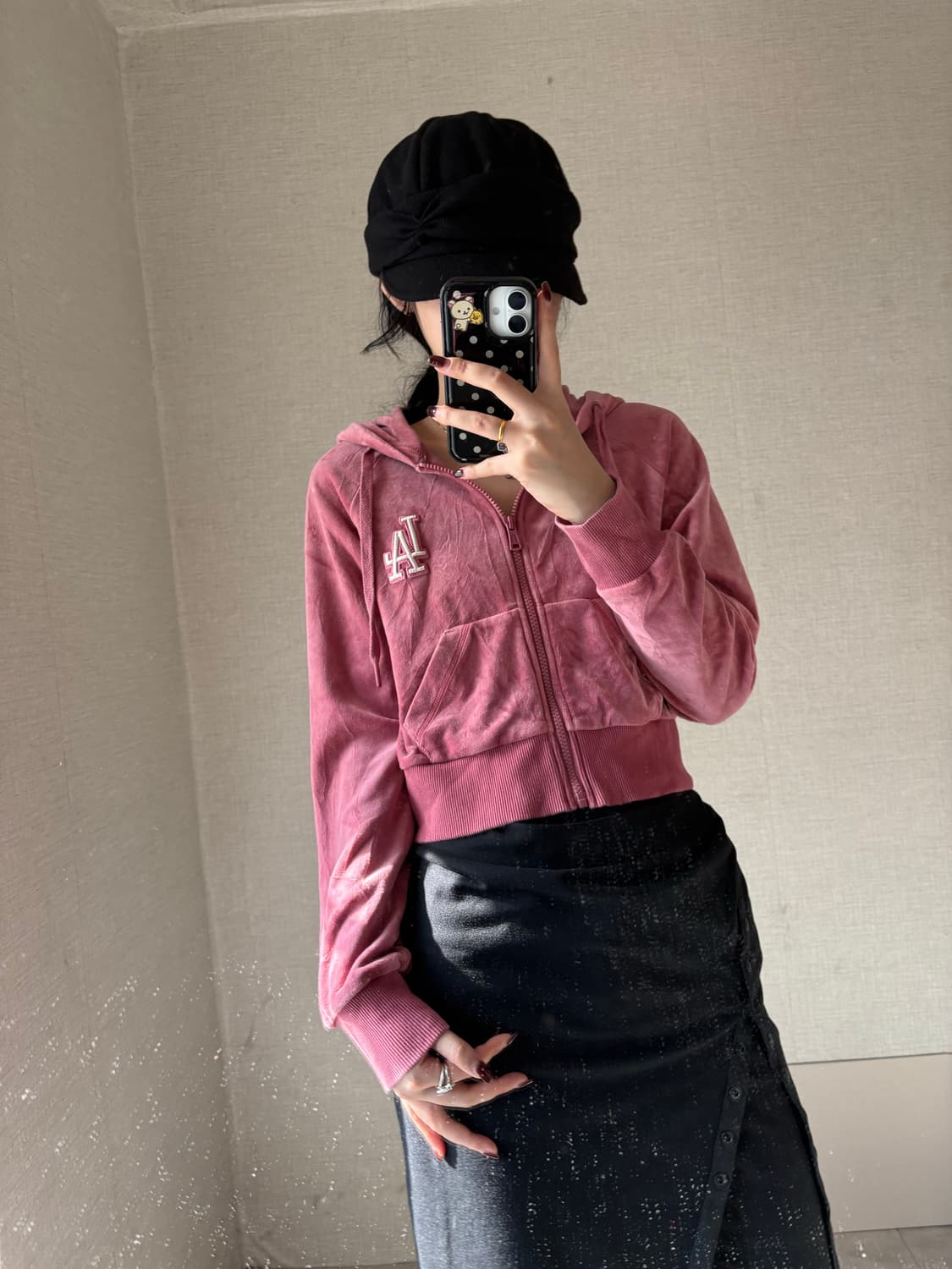 MLB 핑크 벨벳 후드집업 상품이미지5