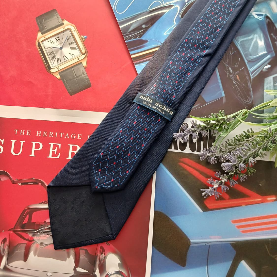 밀라숀 실크 네이비 아가일 패턴 넥타이 9.1cm A+등급 A18795
 상품이미지4