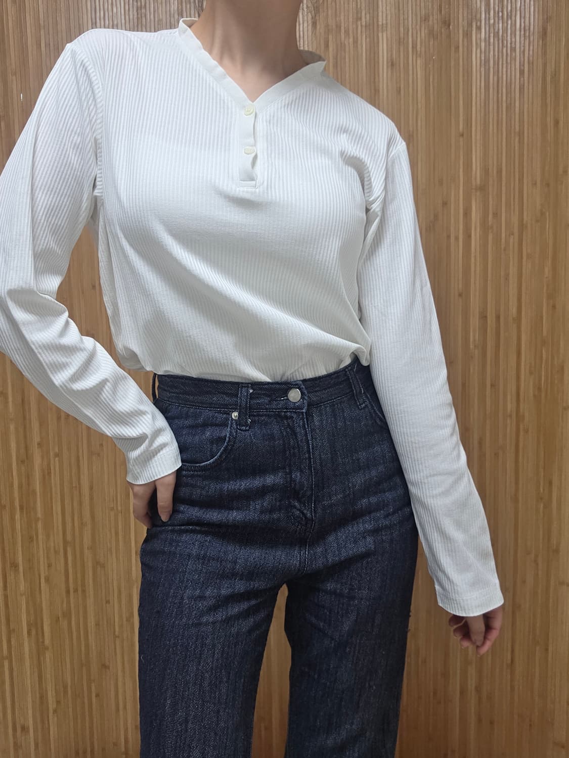 Burberry/화이트 골지 티셔츠 상품이미지6