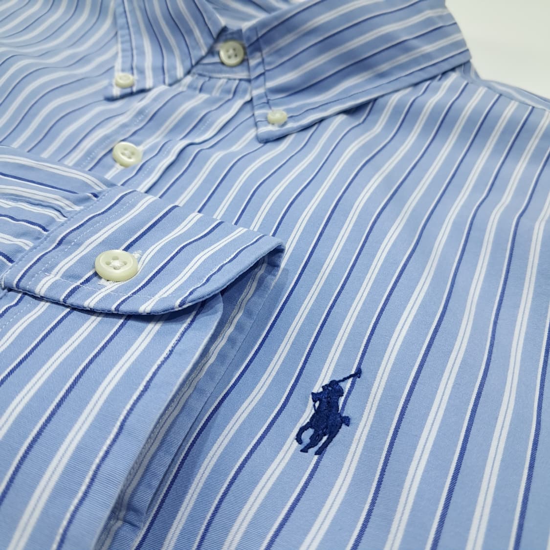 CL768 XL 폴로 코튼 스트라이프 블루 셔츠 남방 상품이미지4
