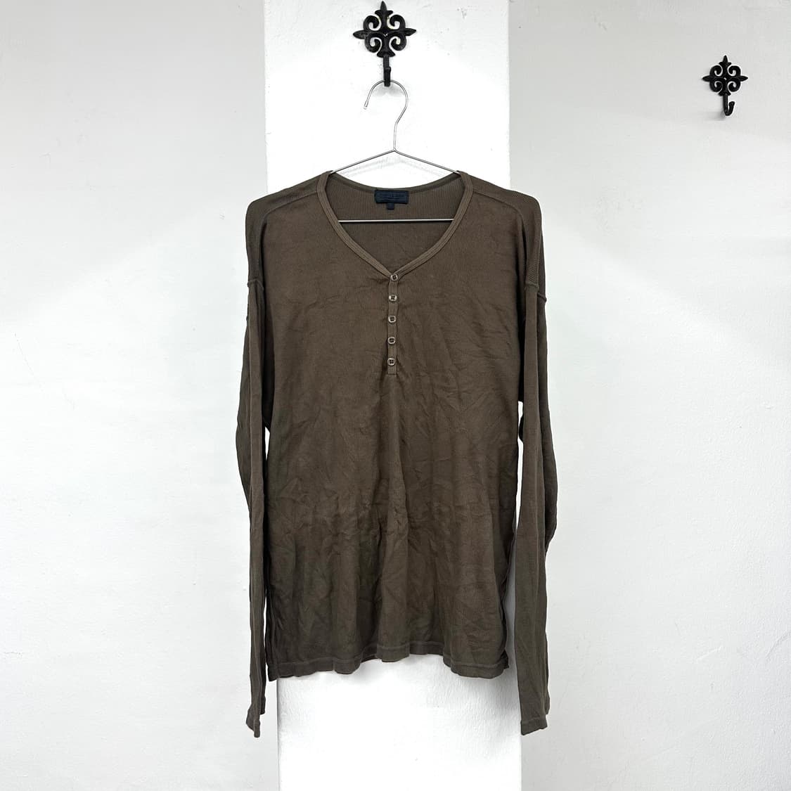 Khaki brown snap long sleeve  상품이미지3