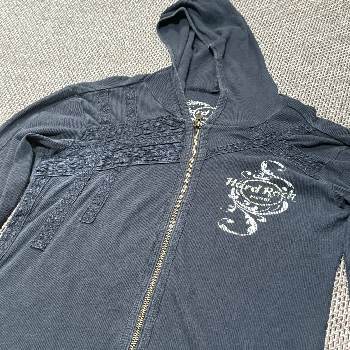 하드락호텔 아일렛 레이스 패치워크 후드집업 상품이미지5