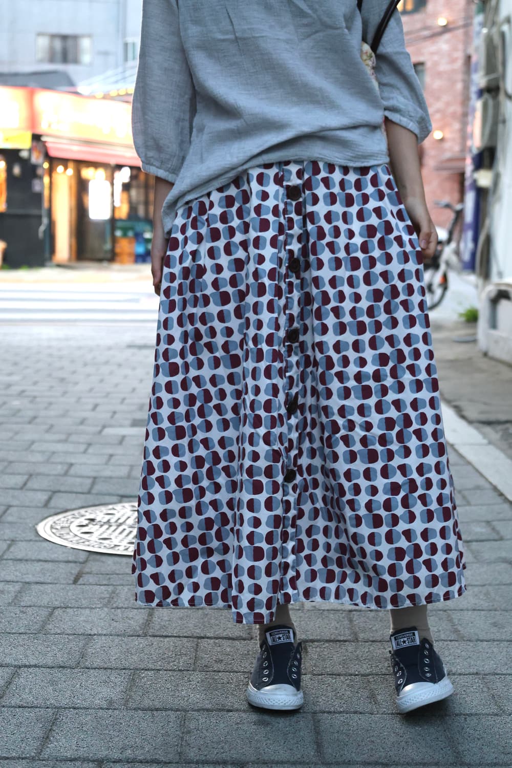 Podo wine dot flare skirt 상품이미지7
