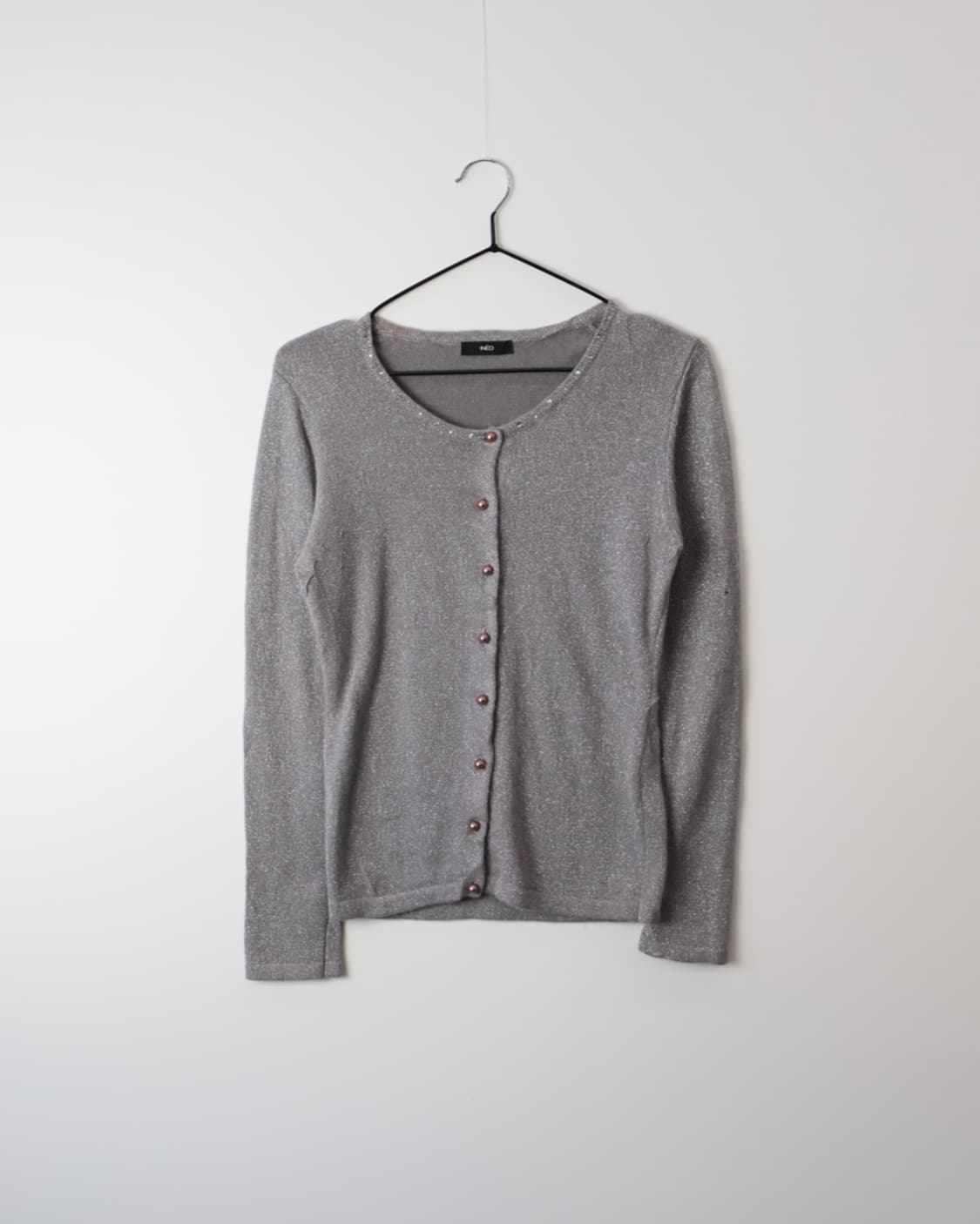 Ined Gray Wool Pearl Cardigans 상품이미지4