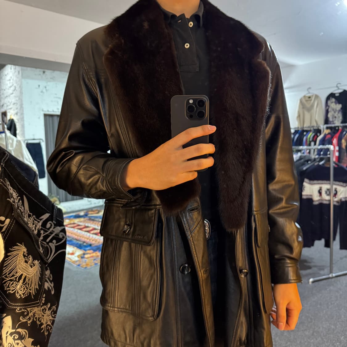 Best win 빈티지 쉽스킨 양가죽 밍크퍼 레더자켓 상품이미지2