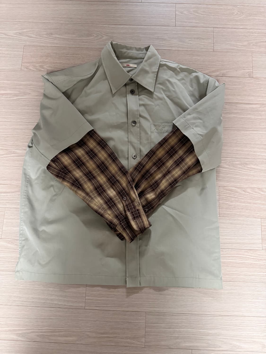 MMIC 레이어드 셔츠 그린 체크 상품이미지1