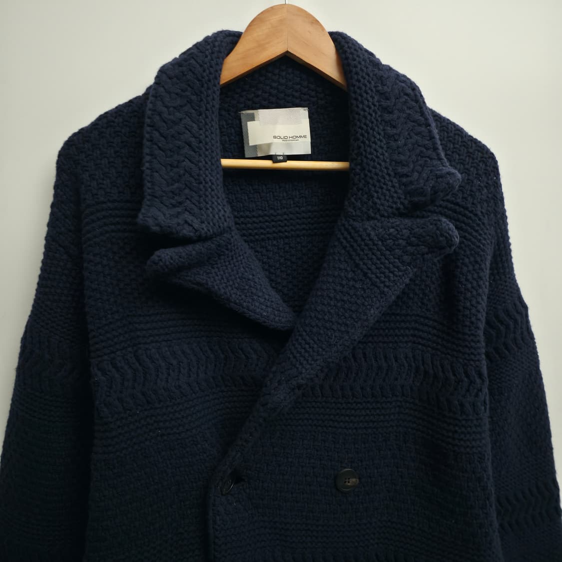 [XXL] 우영미 솔리드옴므 네이비 니트 코트 상품이미지2