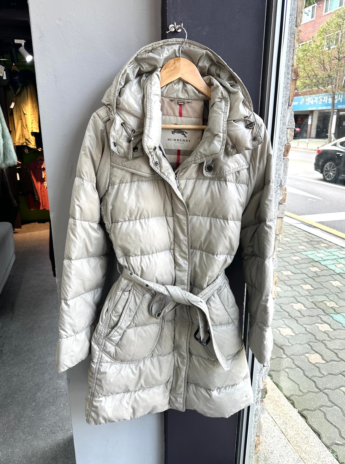 L/ 버버리 구스다운 벨티드 롱패딩 점퍼 상품이미지2
