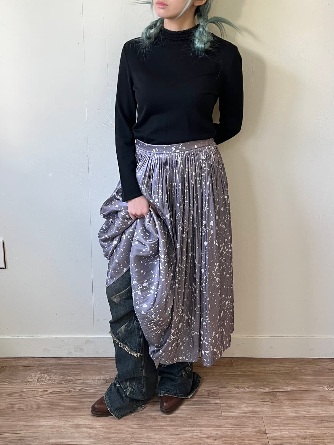 any FAM 페인팅 플리츠 스커트 상품이미지5