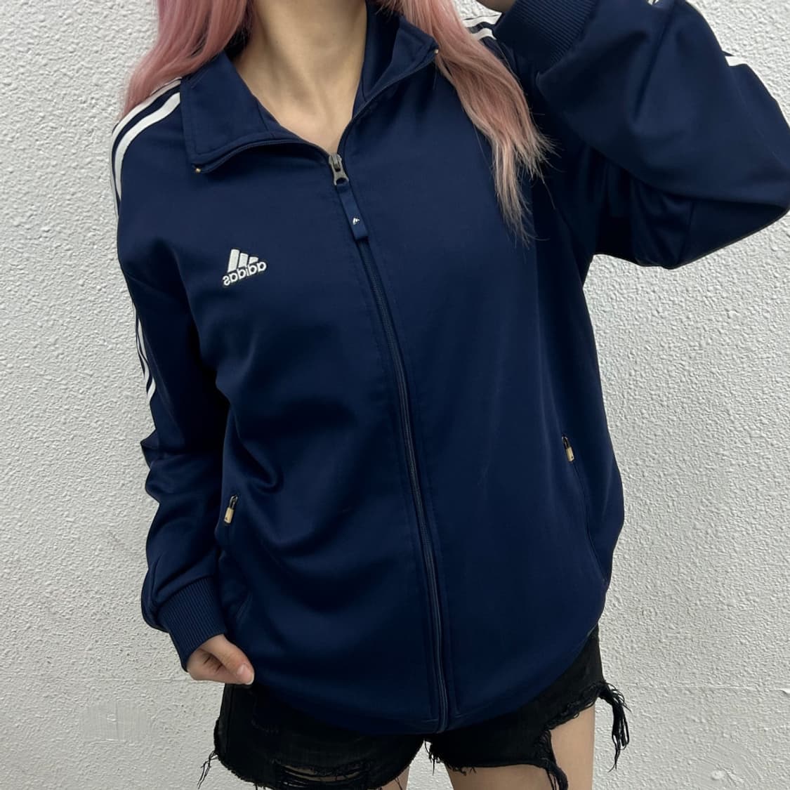 아디다스 에센셜 화이트라인 네이비 트랙탑 110 상품이미지2