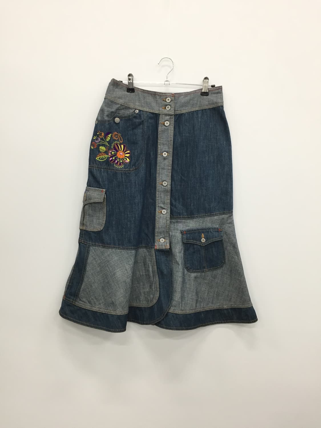 'Oilily' Floral Stitch Denim Skirt 상품이미지4