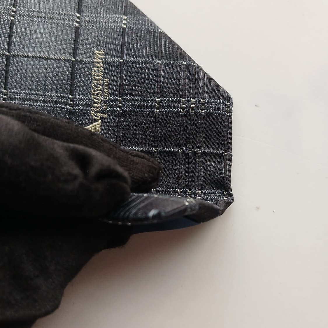 아쿠아스큐텀 실크 블랙 체크 패턴 넥타이 9.7cm B등급 A18535
 상품이미지10