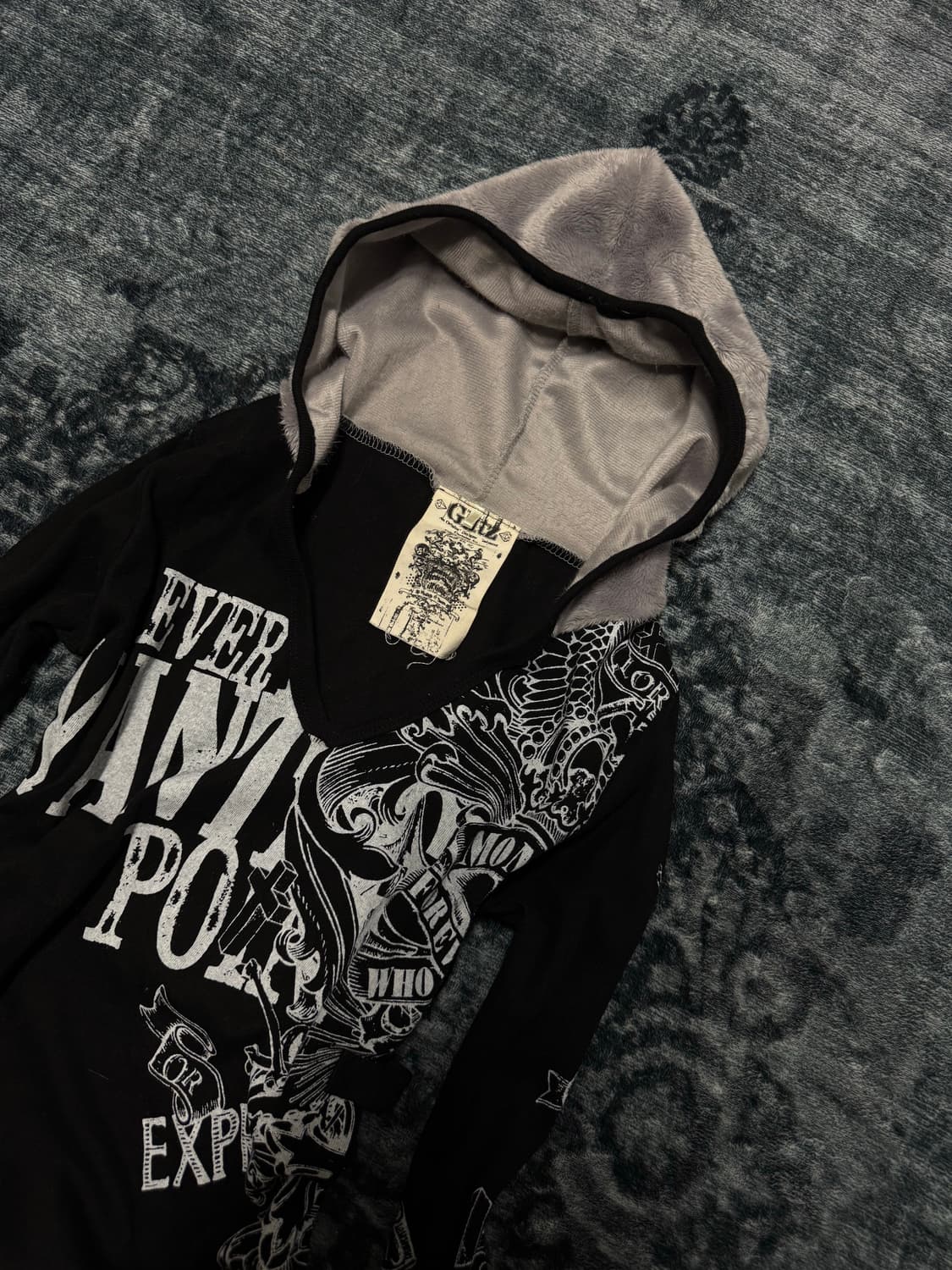 Glitz 00s cross fur fleece hoodie 상품이미지3