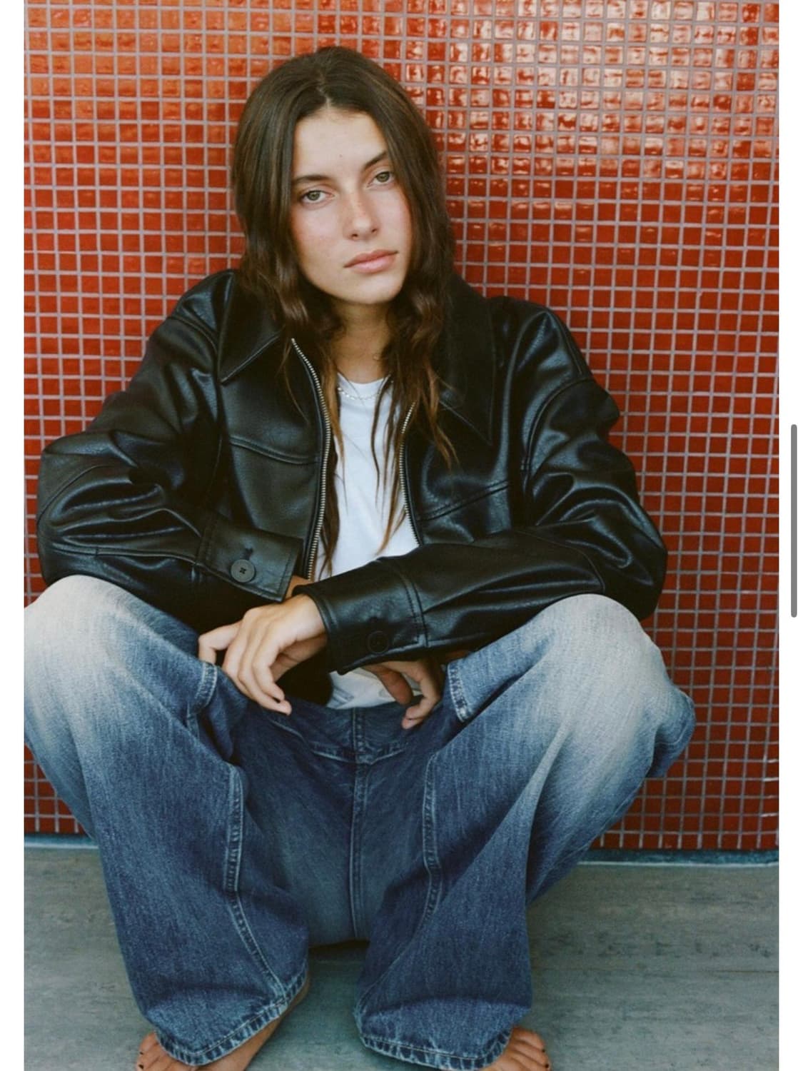 Zara 레더 봄버 자켓 xs 상품이미지4