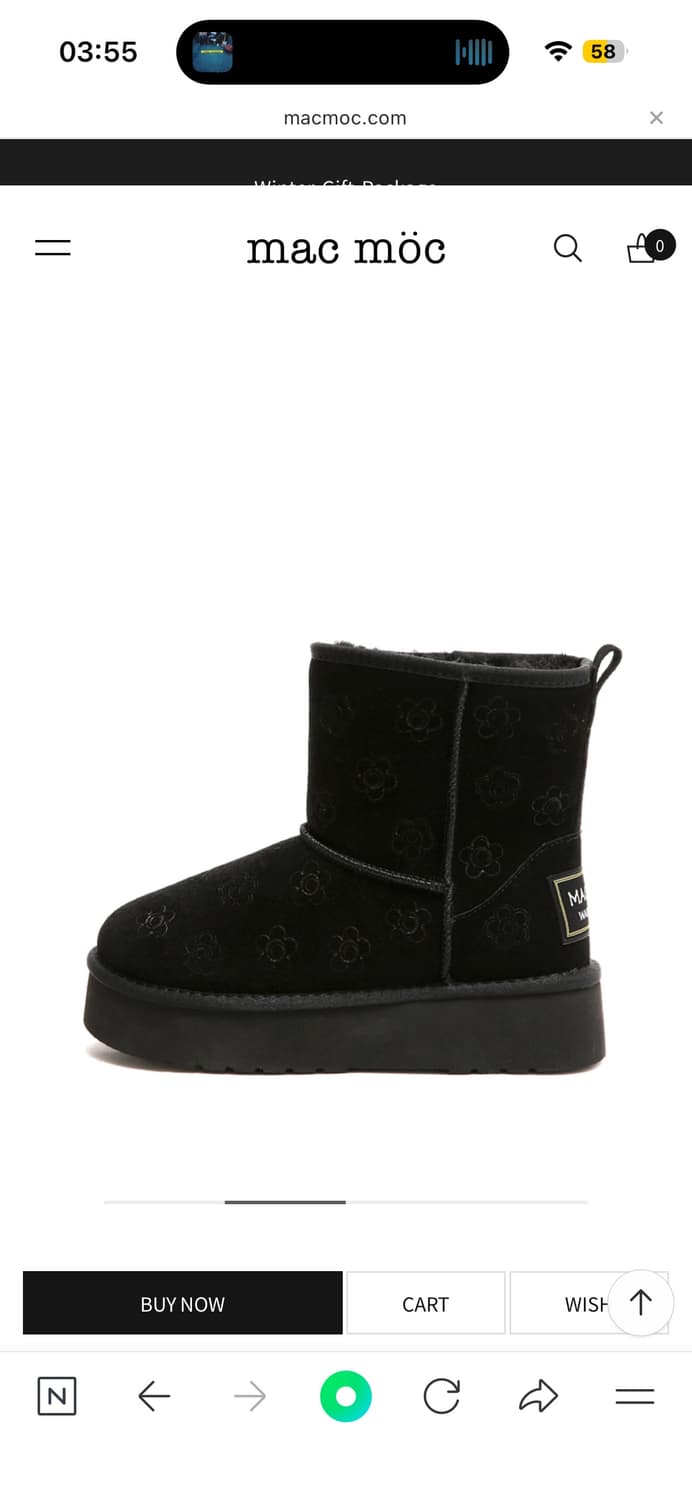 마크모크 36(230) 플라워패턴 소가죽 방한 어그부츠 블랙 상품이미지1