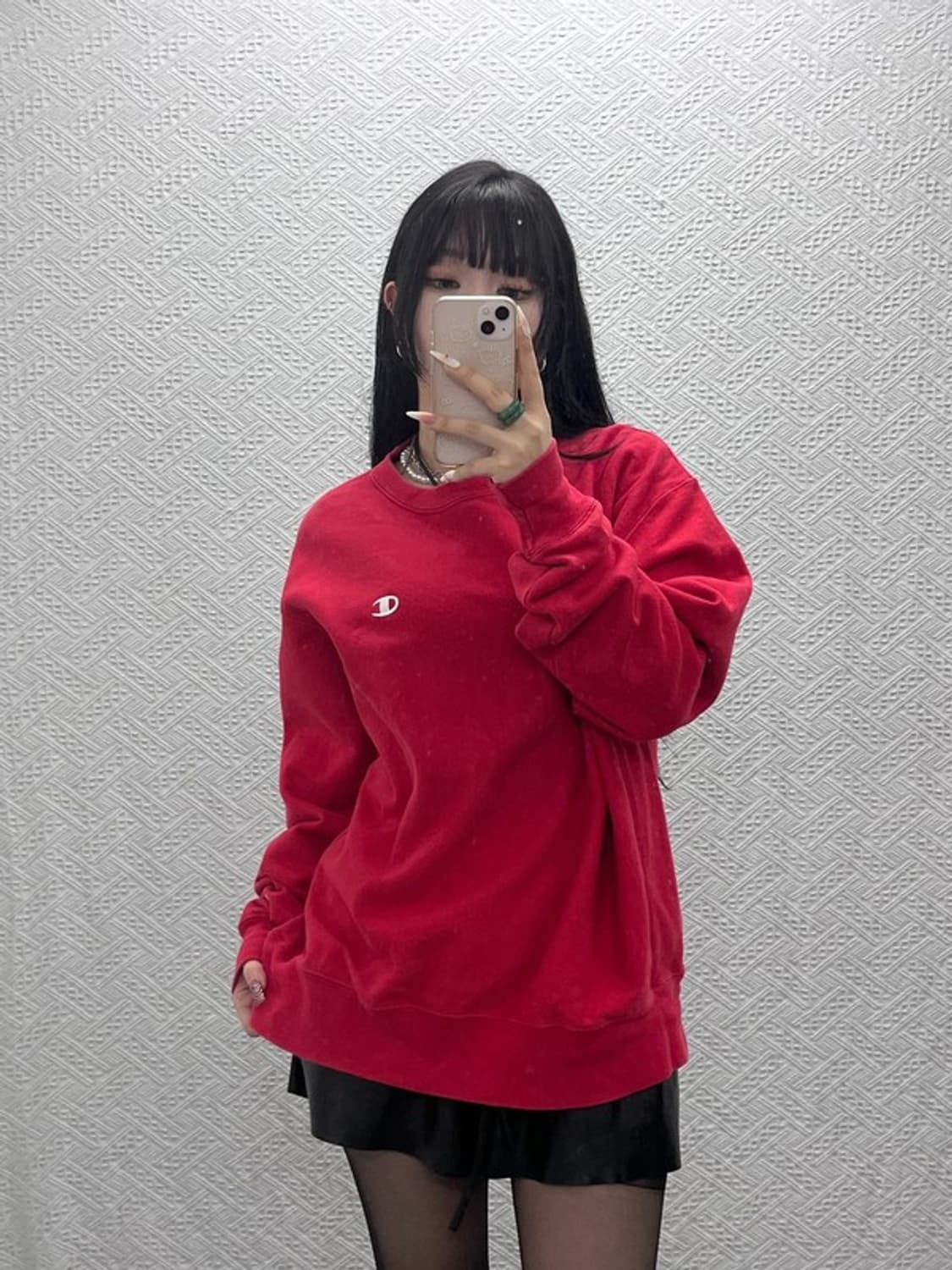 챔피온 올드스쿨 레트로 빈티지 비비드 레드 맨투맨 L C09426 상품이미지1