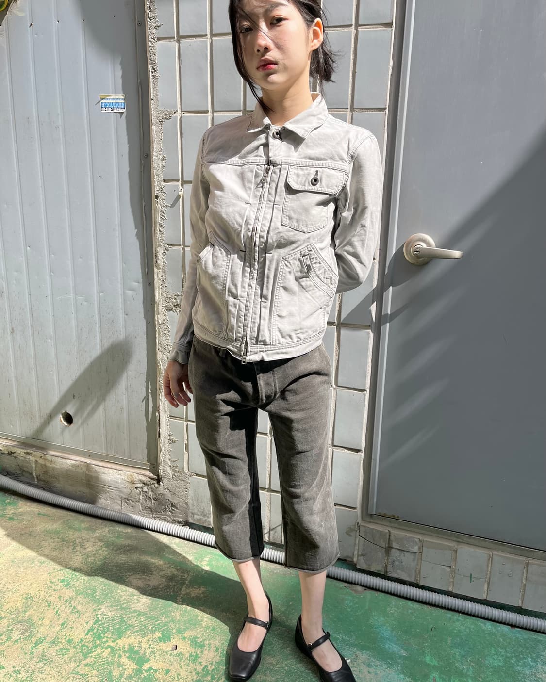 wjk 오버다이 데님 카프리 팬츠 상품이미지8