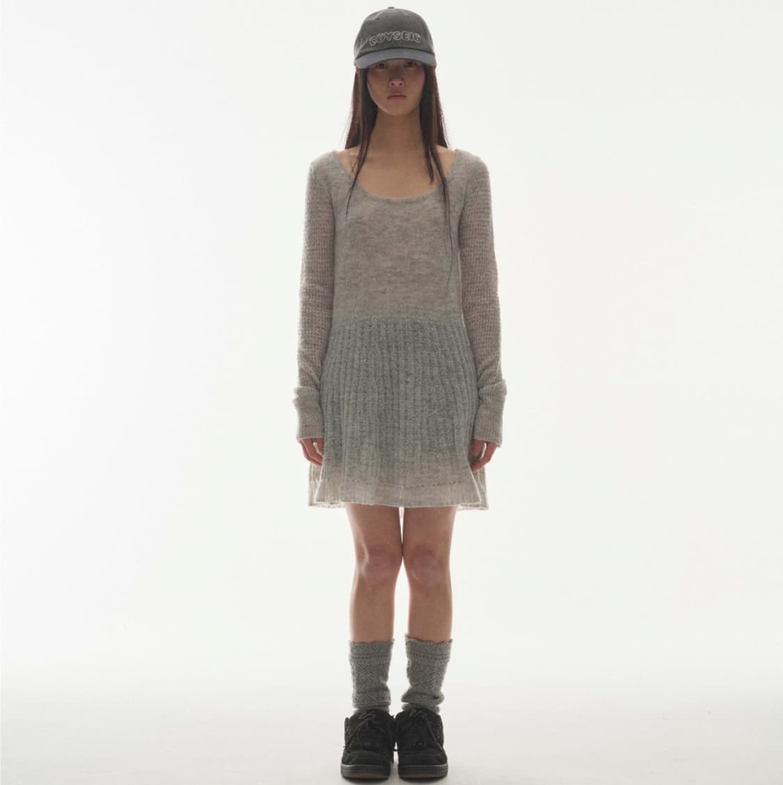 코이세이오 소프트 벨 니트 원피스 라이트 그레이 드레스 상품이미지1