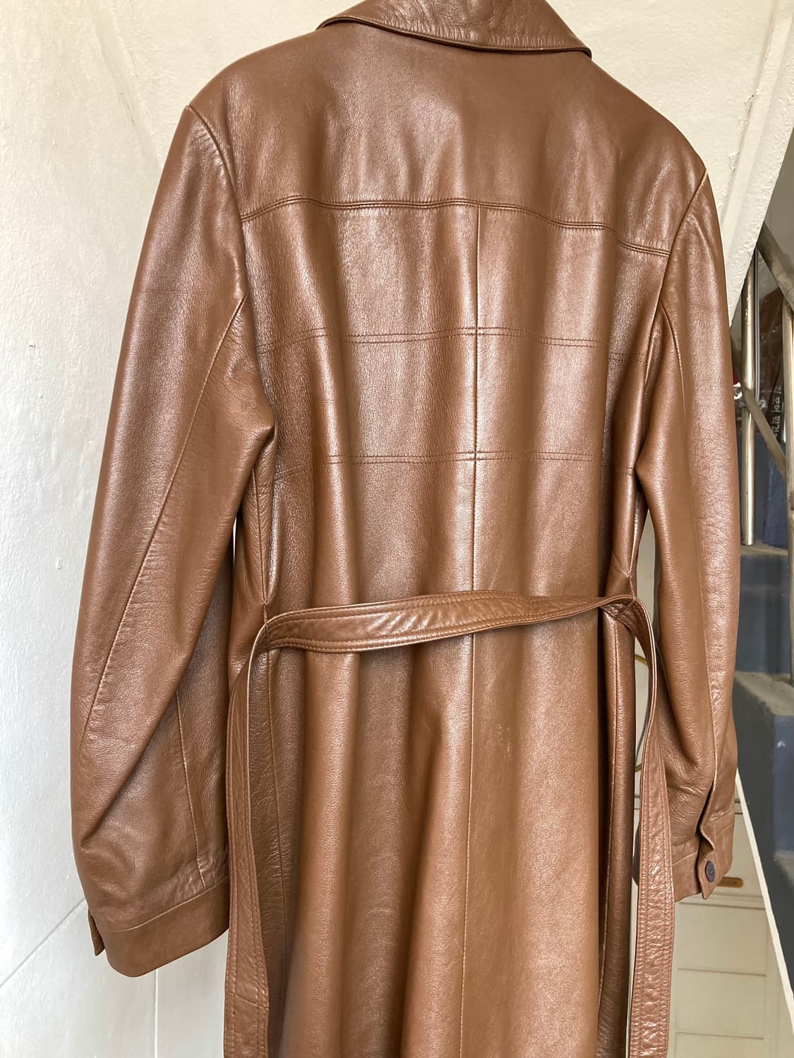 빈티지 브라운 레더 밤 코트 상품이미지6