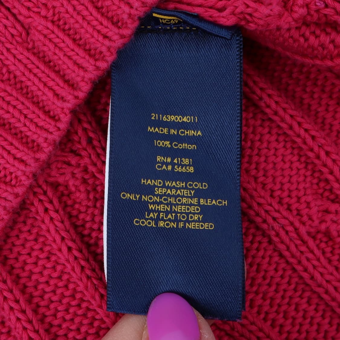 폴로 랄프로렌 핑크 케이블 오버핏 브이넥 니트 상품이미지9