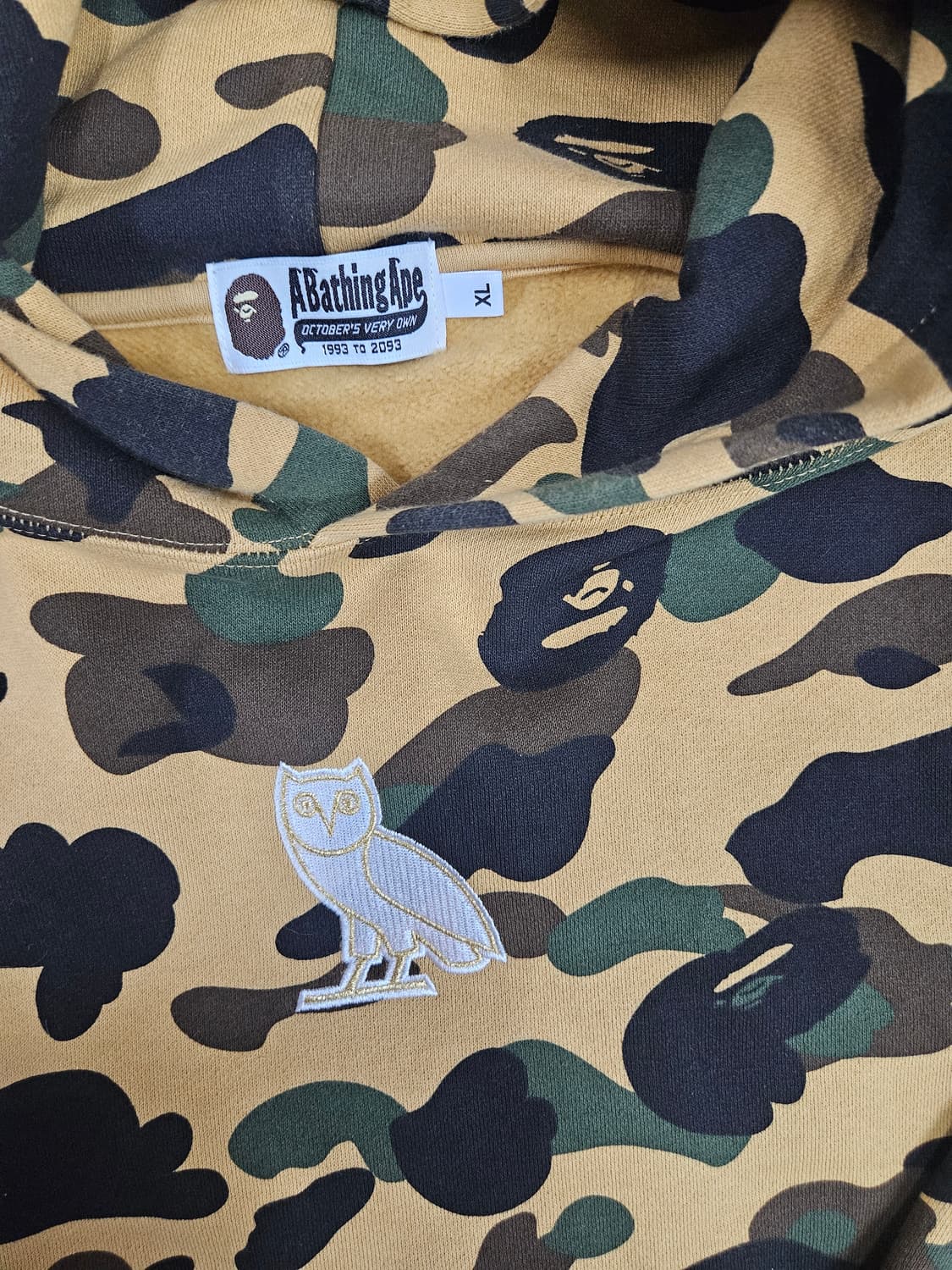 BAPE x OVO 1st 카모 풀오버 후드티 옐로우(급처) 상품이미지3